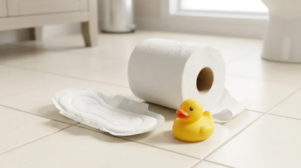 Tisu, pembalut, plastik sampah, dan mainan anak yang menjadi penyebab WC mampet dan saluran pembuangan tersumbat